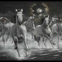 Backahast, les chevaux de la lune (Celte)  -  50 x70 cm